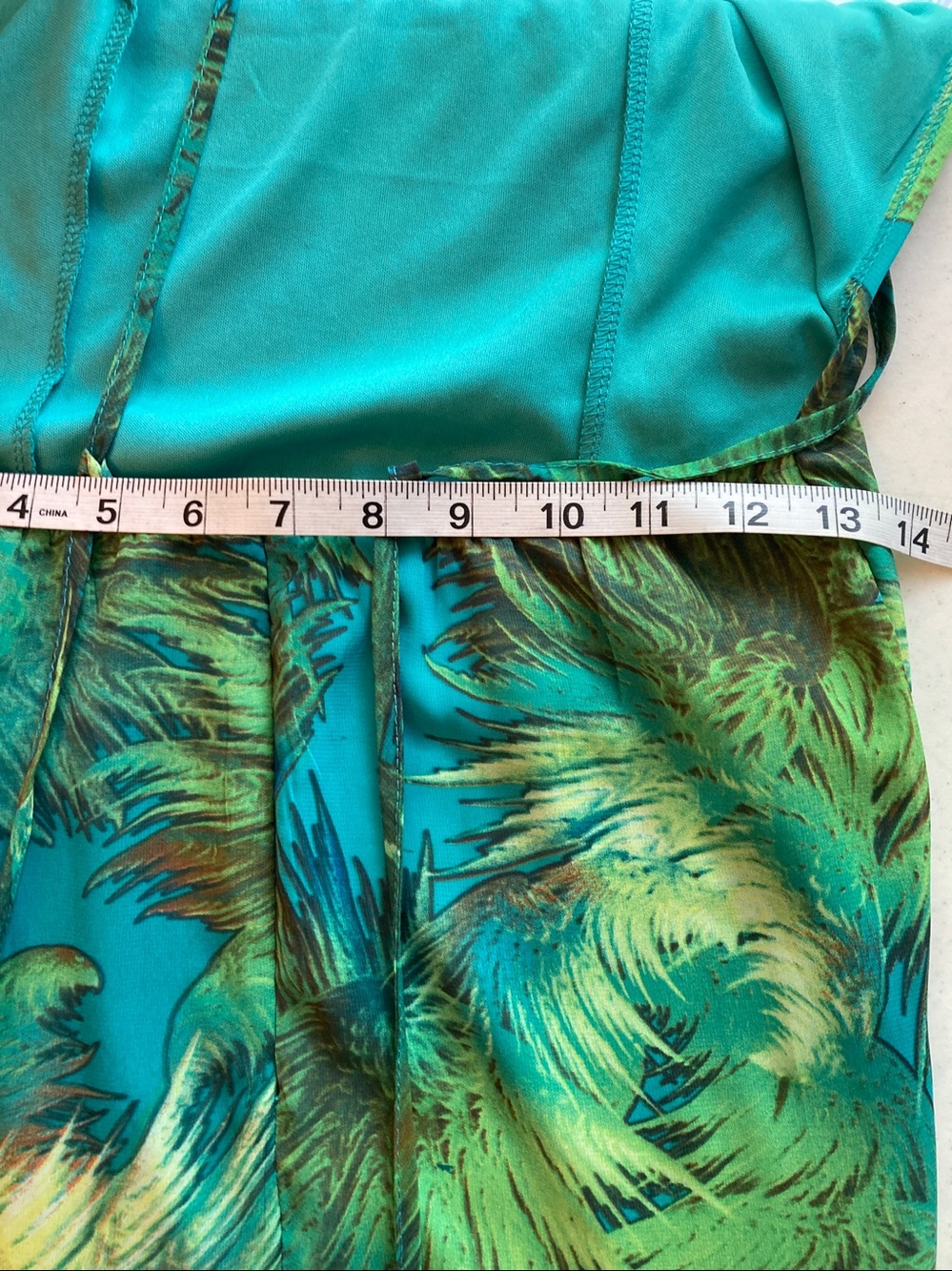 Lulu's Teal and Green Palm-Print Backless Maxi Dress - Picture 9 of 10